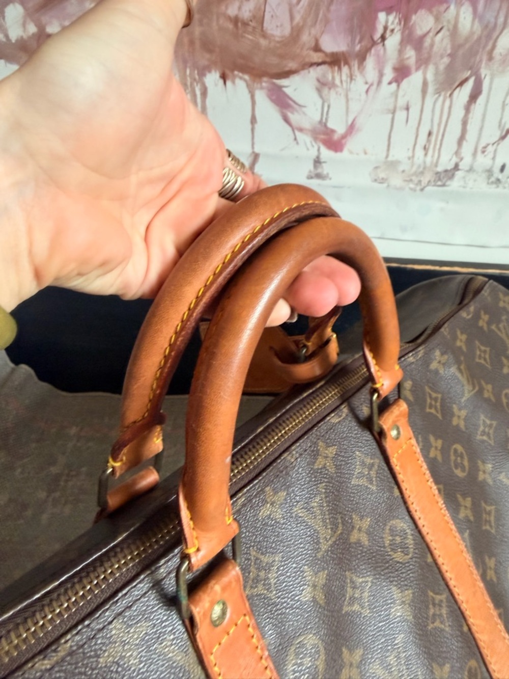 Louis Vuitton Monogram Canvas Travel Duffel Bag in Brown and Tan - Picture 7 of 14